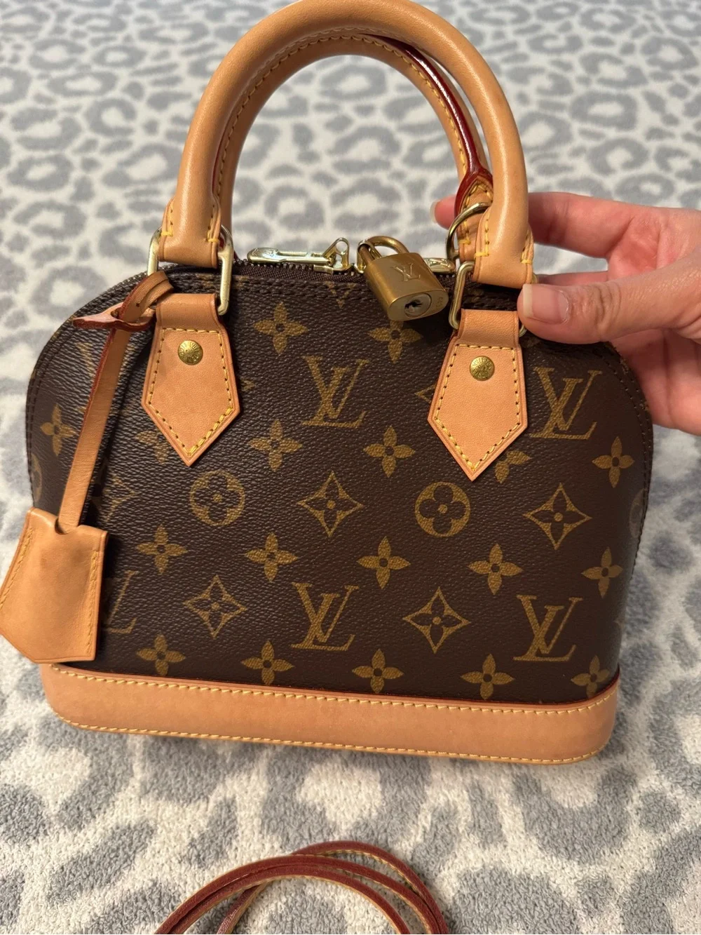 LOUIS VUITTON Brown Monogram Alma BB Top Handle Crossbody Bag